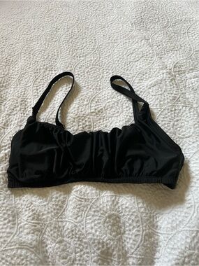 NOBO Black Bikini Top - Simple Ruched Swim Bralette